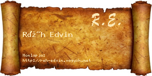 Réh Edvin névjegykártya